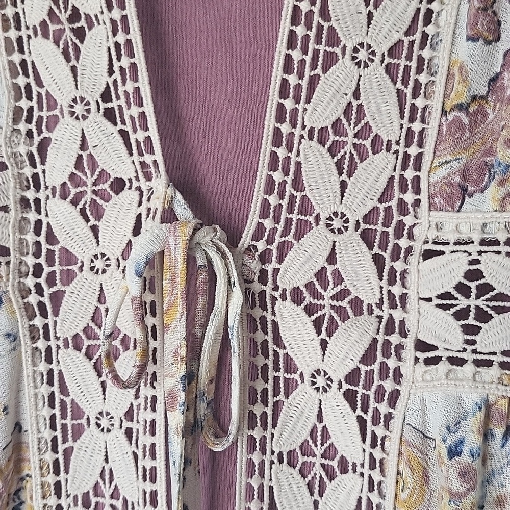 CATO floral print tie front duster with matching tank - Picture 2 of 5